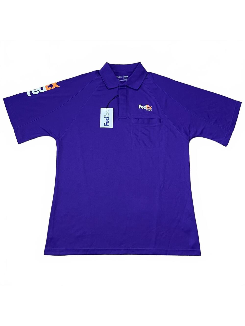 NWT FedEx Freight Men’s Short Sleeve Uniform Polo Shirt Purple Size Large